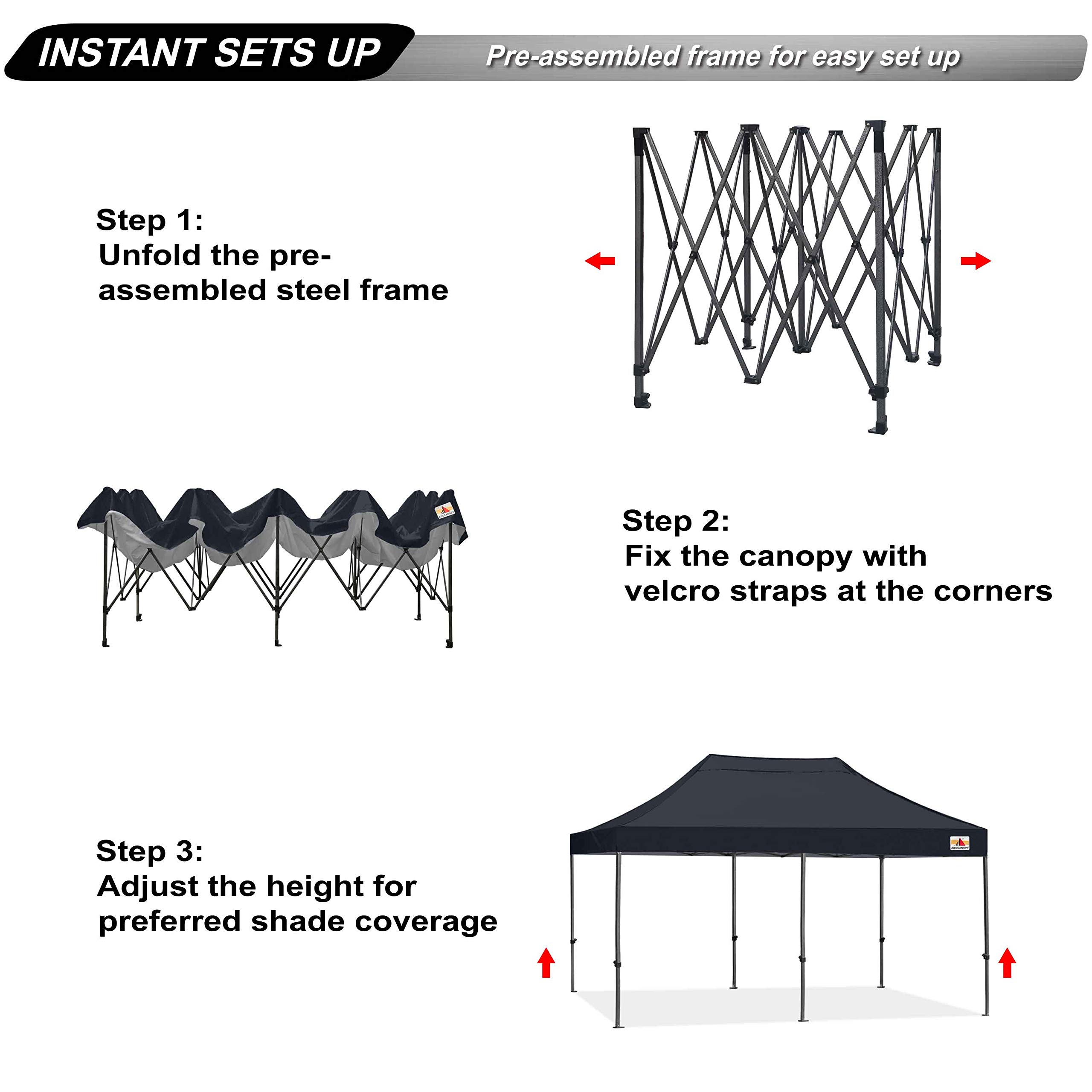 ABCCANOPY Patio Pop Up Canopy Tent 10x20 Commercial-Series(Black)