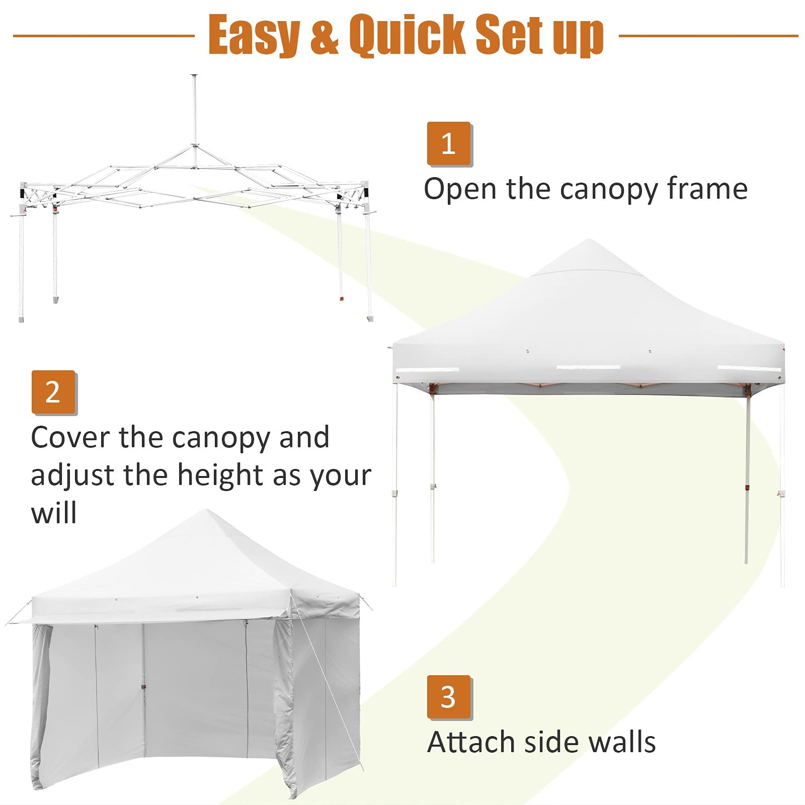 Tangkula 10x10ft Pop up Canopy Tent, Commercial Instant Canopy with 5 Removable Zippered Sidewalls & Extended Awning, Portable Market Canopy Tent with 4 Sand Bags, 8 Stakes, 4 Ropes & Roller Bag