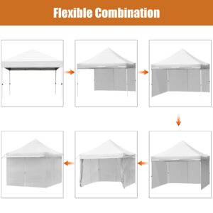 Tangkula 10x10ft Pop up Canopy Tent, Commercial Instant Canopy with 5 Removable Zippered Sidewalls & Extended Awning, Portable Market Canopy Tent with 4 Sand Bags, 8 Stakes, 4 Ropes & Roller Bag