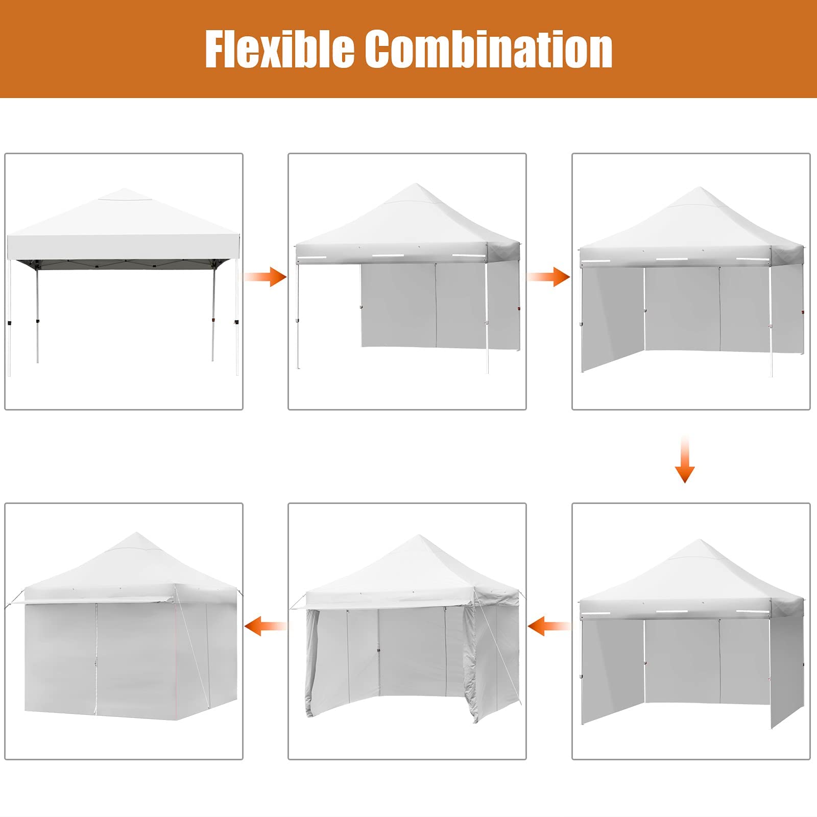 Tangkula 10x10ft Pop up Canopy Tent, Commercial Instant Canopy with 5 Removable Zippered Sidewalls & Extended Awning, Portable Market Canopy Tent with 4 Sand Bags, 8 Stakes, 4 Ropes & Roller Bag