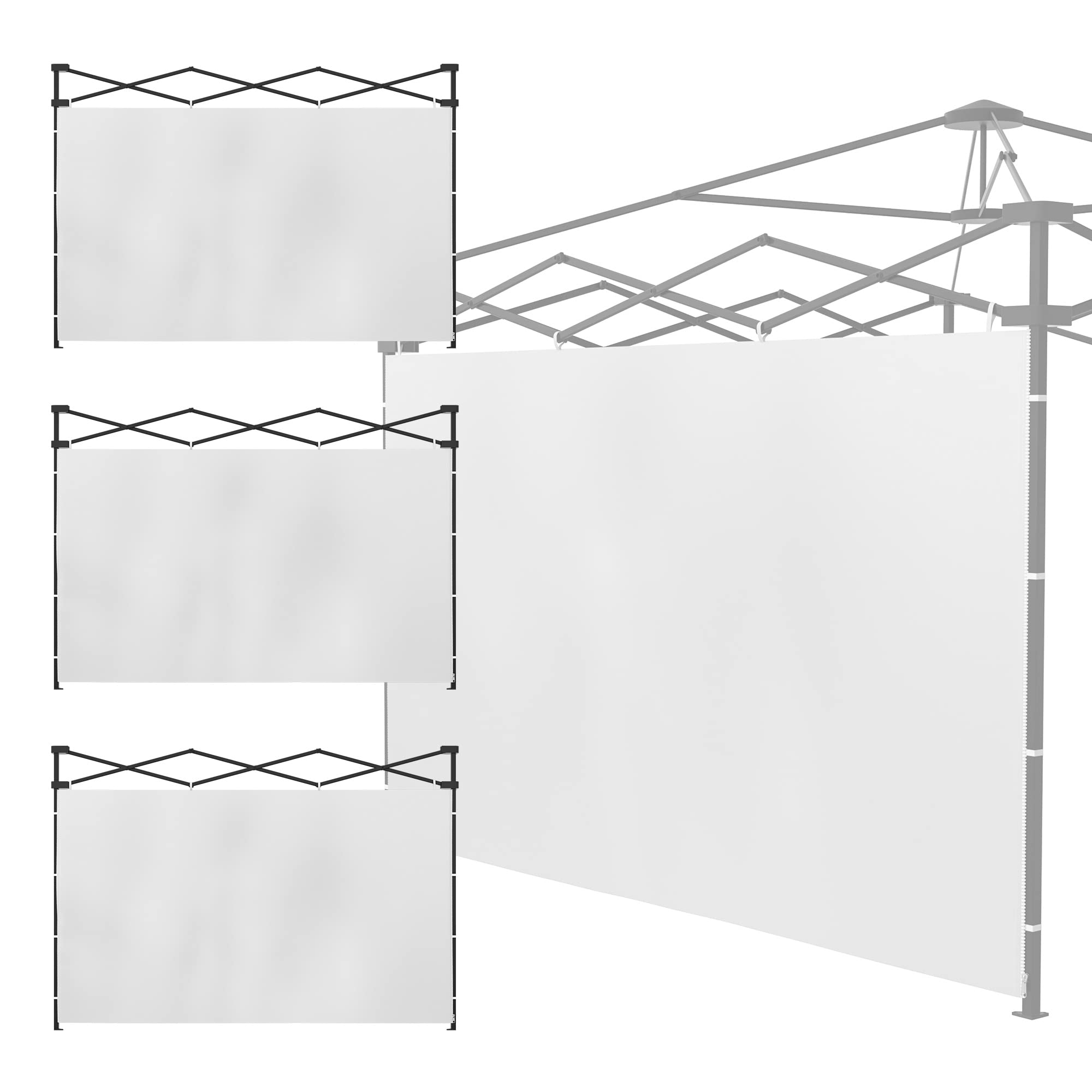 Morngardo Pop Up Canopy Tent Sidewalls with Silver Coating for 10x10 Outdoor Ez Up Vendor Party Tent, Waterproof and UV Protection (Sidewall x3pcs)