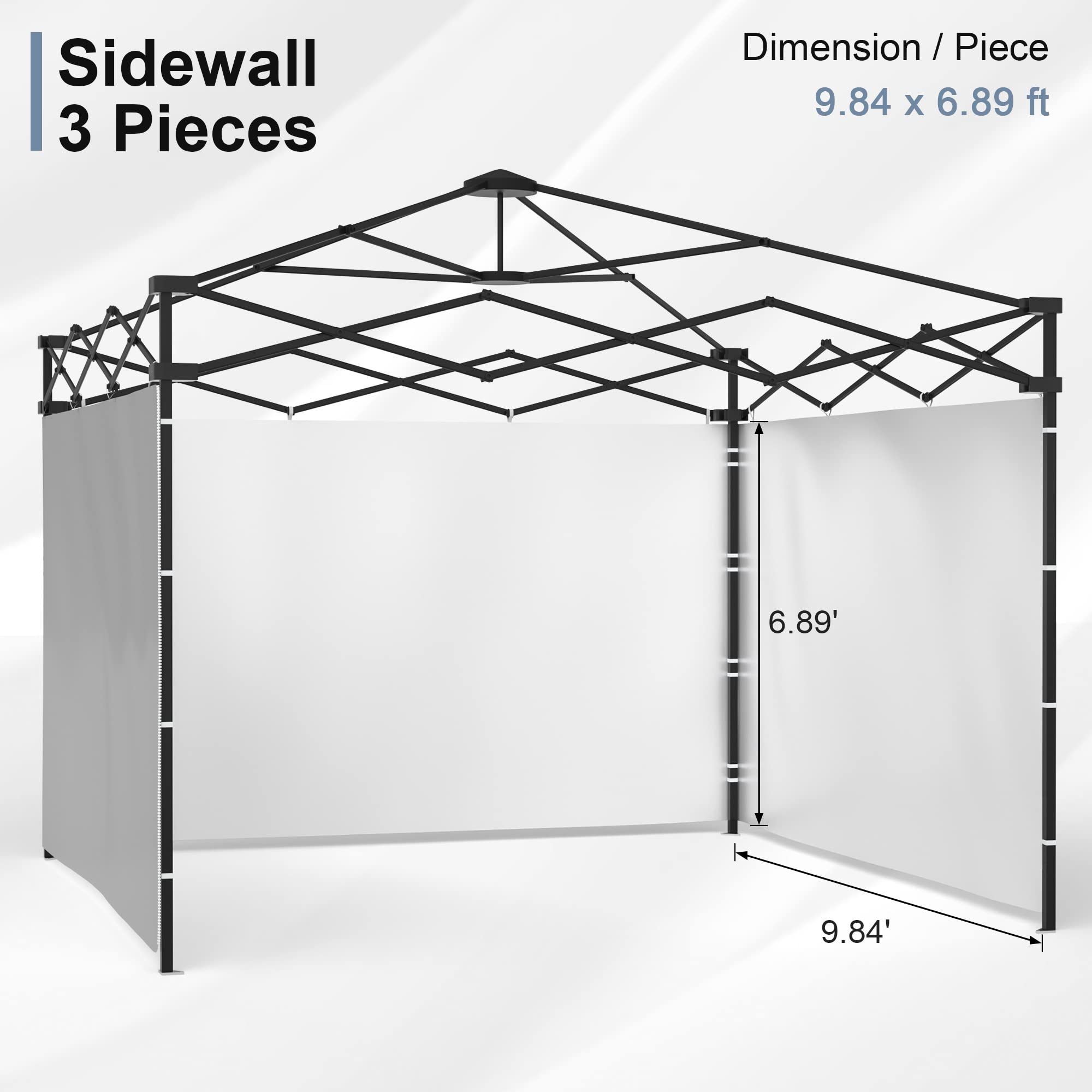 Morngardo Pop Up Canopy Tent Sidewalls with Silver Coating for 10x10 Outdoor Ez Up Vendor Party Tent, Waterproof and UV Protection (Sidewall x3pcs)