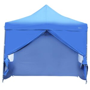 10x10 Ft Pop up Canopy Tent Instant Folding Shelter with 4 Removable Sidewalls for Tailgating Party Blue