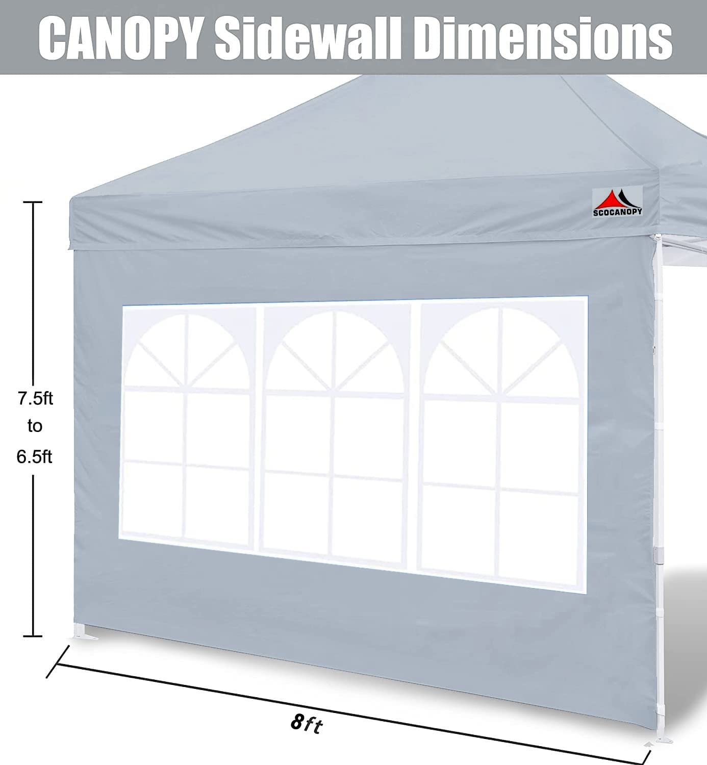 SCOCANOPY 2PCS SideWall with Window for 8x8 Canopy Frame (Grey)