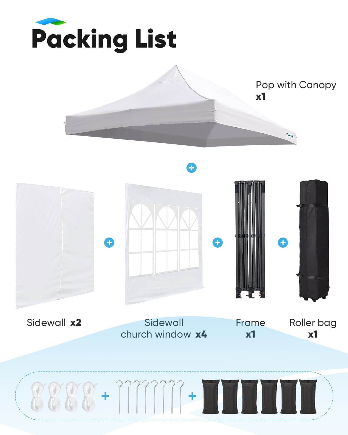 Quictent 10x20 EZ Pop Up Canopy with Sidewall,Heavy Duty Canopy Tent Party Tent for Wedding Outdoor Event,6 Sandbag Included (White)