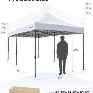 Quictent 10x20 EZ Pop Up Canopy with Sidewall,Heavy Duty Canopy Tent Party Tent for Wedding Outdoor Event,6 Sandbag Included (White)