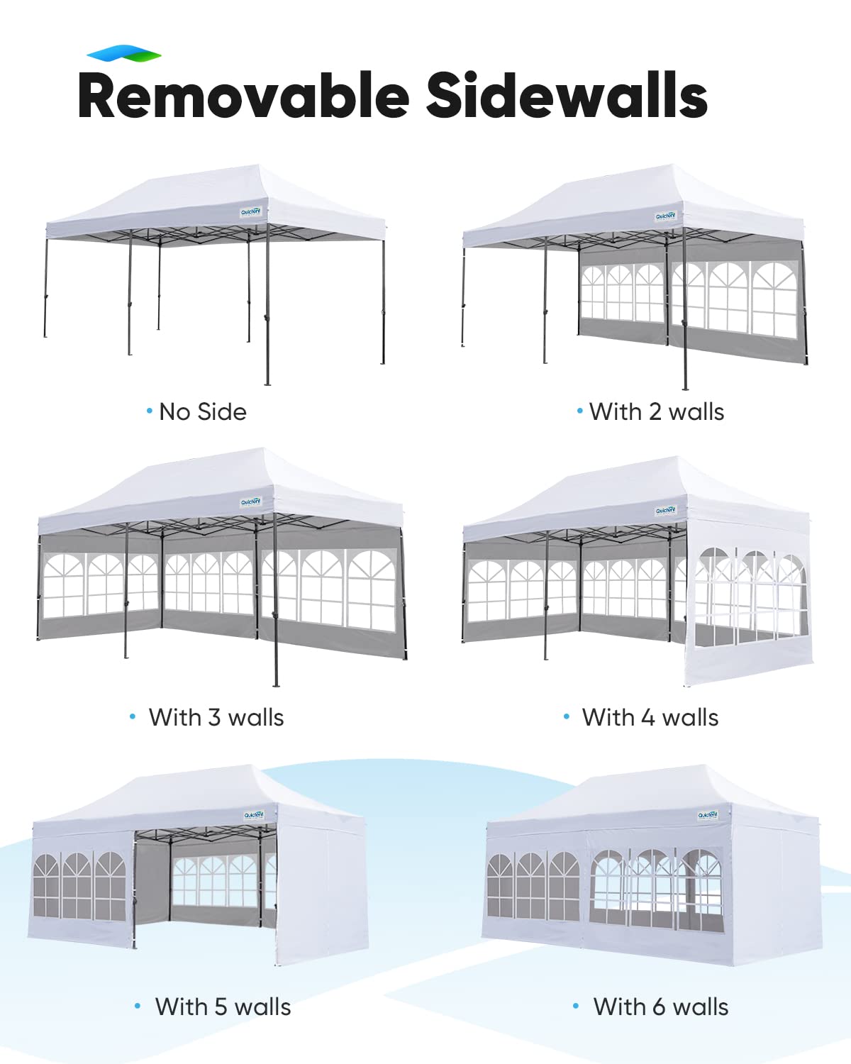 Quictent 10x20 EZ Pop Up Canopy with Sidewall,Heavy Duty Canopy Tent Party Tent for Wedding Outdoor Event,6 Sandbag Included (White)