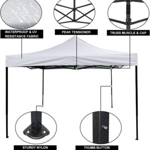 Meet perfect 10 x 10 Pop Up Canopy Tent, Easy Set Up Shade Canopy Instant Outdoor Canopy Portable Ez Up Gazebo w/Carrying Bag & 4 Weight Bags Adjustable Tent for Parties Camping, White