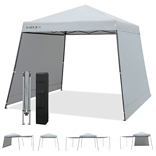 Tangkula 10x10 ft Pop Up Canopy with Dual Awnings, Outdoor Canopy Tent with Center Lock, 16 Stakes, 12 Ropes, Roller Bag, UPF50+ Easy Setup Instant Canopy with 2 Sidewalls for Camping, Patio, Market