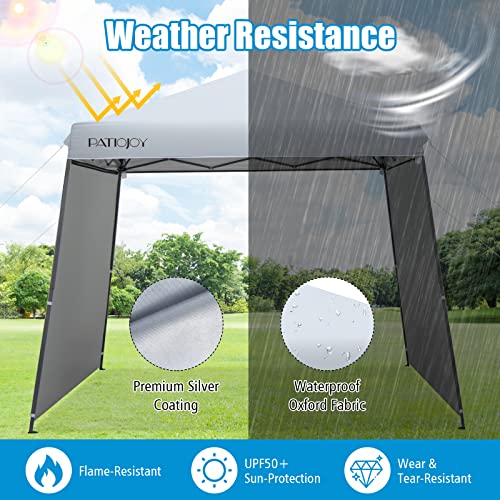 Tangkula 10x10 ft Pop Up Canopy with Dual Awnings, Outdoor Canopy Tent with Center Lock, 16 Stakes, 12 Ropes, Roller Bag, UPF50+ Easy Setup Instant Canopy with 2 Sidewalls for Camping, Patio, Market