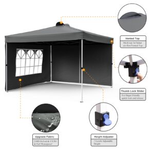 JOINATRE 8 x 8 Pop Up Canopy 4 Removable Sidewalls, Easy Set Up Outdoor Canopy Tent, Instant Folding Ez Up Canopy Commercial Gazebo Shelter, Air Vents, UV Protection with Carry Bag (Black)