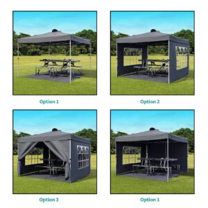 JOINATRE 8 x 8 Pop Up Canopy 4 Removable Sidewalls, Easy Set Up Outdoor Canopy Tent, Instant Folding Ez Up Canopy Commercial Gazebo Shelter, Air Vents, UV Protection with Carry Bag (Black)