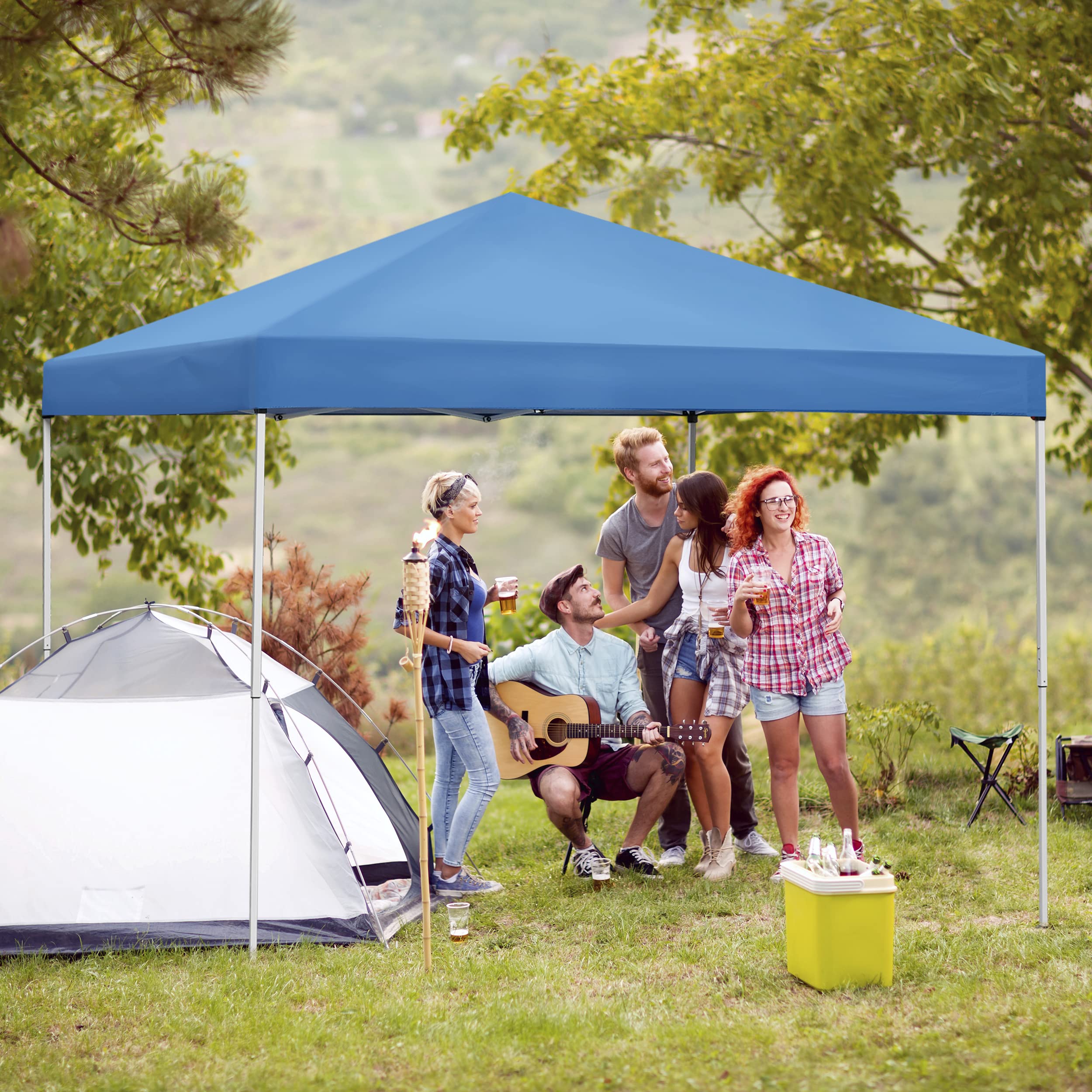 ZENY 10x10 Pop Up Canopy Tent Portable Outdoor Canopy Tent for Parties Camping Patio Gazobo Instant Shelter Beach Sun Shade, Height Adjustable Straight Legs, Waterproof UV Resistant, Wheeled Carry Bag