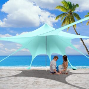 Watato Beach Tent Canopy Pop Up Shade Sun Shelter 10x10ft Portable Family Sunshade UPF50+ with 8 Sandbags-2 Sand Shovel-Easy Foldable Pole-Pole Anchor-Ground Pegs-Carrying Bag for Outdoor Camping