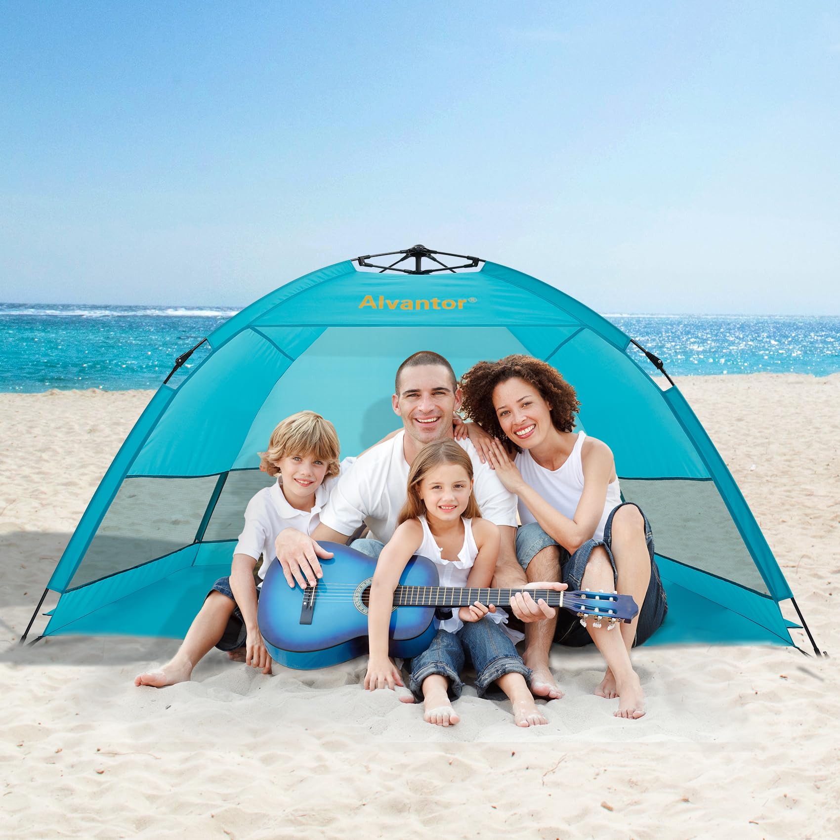 Alvantor Beach Tent Coolhut Plus Beach Umbrella Sun Shelter Cabana Automatic Pop Up UPF 50 Sun Shade Portable Camping Hiking Canopy Easy Set Up Light Weight Windproof Stable 2-3 Person