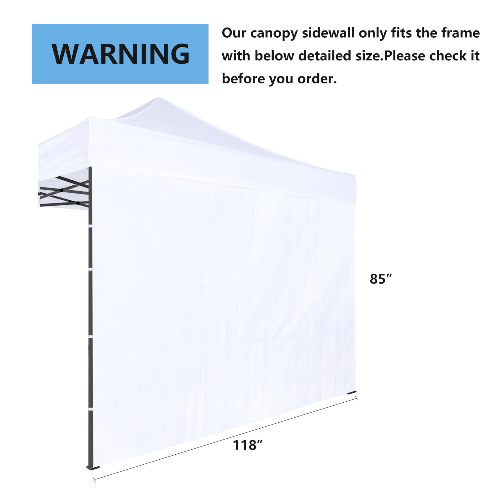 Joroamp Instant Canopy Tent Sidewalls for 10×10 Pop Up Canopy, Waterproof and UV Protection Canopy Sunwall, 1 Pack Straight Leg Canopy SideWall Only (White)