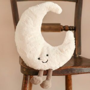 EASELR WeightedPlush 14" Moon Plush Toy Cute Smile Funny Moon Sunshine Stuffed Animals Pillow Moon Shape Soft Plushie for Gifts for Kids Birthday