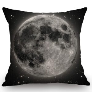 swono full moon with stars decorative cotton linen throw waist pillow case cushion cover grey golden pillowcase 18x18 inches