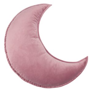 JIKAL Star Moon Shaped Pillow Soft Velvet Nursery Stuffed Throw Pillows for Baby Room Kids Reading Nook Decor Gift (Moon, Dusty Pink)