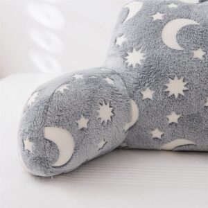 Holawakaka Glow in The Dark Bed Rest Pillow with Arms,Glitter Moon Stars Reading Pillows Perfect for Teens,Kids,Boys, Girls Lumbar Head Neck Coccyx Lower Back Support Cushion