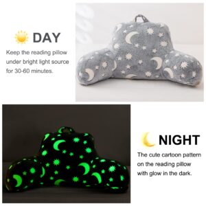 Holawakaka Glow in The Dark Bed Rest Pillow with Arms,Glitter Moon Stars Reading Pillows Perfect for Teens,Kids,Boys, Girls Lumbar Head Neck Coccyx Lower Back Support Cushion