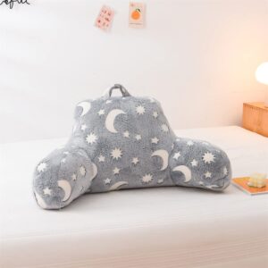 Holawakaka Glow in The Dark Bed Rest Pillow with Arms,Glitter Moon Stars Reading Pillows Perfect for Teens,Kids,Boys, Girls Lumbar Head Neck Coccyx Lower Back Support Cushion