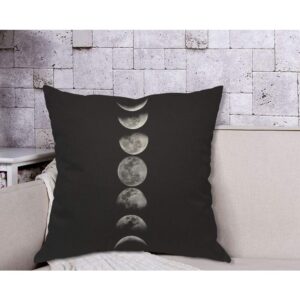 AOYEGO Moon Phases Throw Pillow Cover Lunar Eclipse Dark Night Universe Autumn Astronomy Nature Planet Space Sphere Pillow Case 18x18 Inch Decorative Men Women Room Cushion Cover for Home