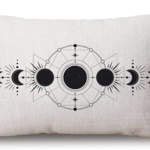 Moon phases Pillow Cover 12" x 20" Lumbar Pillow Covers Home Decorative Cotton Linen Cushion Case for Sofa Couch Housewarming Family Room Décor