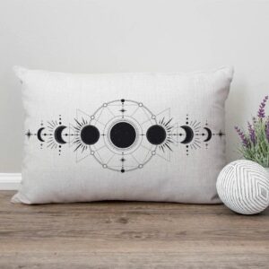 Moon phases Pillow Cover 12" x 20" Lumbar Pillow Covers Home Decorative Cotton Linen Cushion Case for Sofa Couch Housewarming Family Room Décor