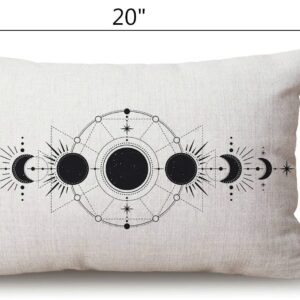 Moon phases Pillow Cover 12" x 20" Lumbar Pillow Covers Home Decorative Cotton Linen Cushion Case for Sofa Couch Housewarming Family Room Décor