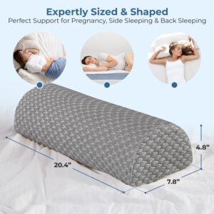 5 STARS UNITED Knee Pillow for Back Sleeping - Memory Foam Bolster Pillow for Legs and for Back Pain - Under Knee Pillow for Sleeping on Back - Half Moon Pillow - Roll Knee Support Pillows for Bed