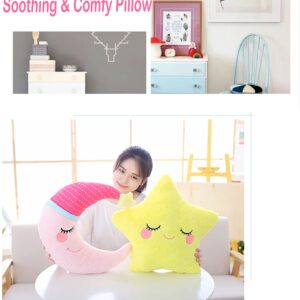 unlockgift Moon Shaped Pillows Plush Star Cloud Water Drops Cute Throw Pillows for Bedroom/Play Room/Nursery Decoration-Pink- Moon