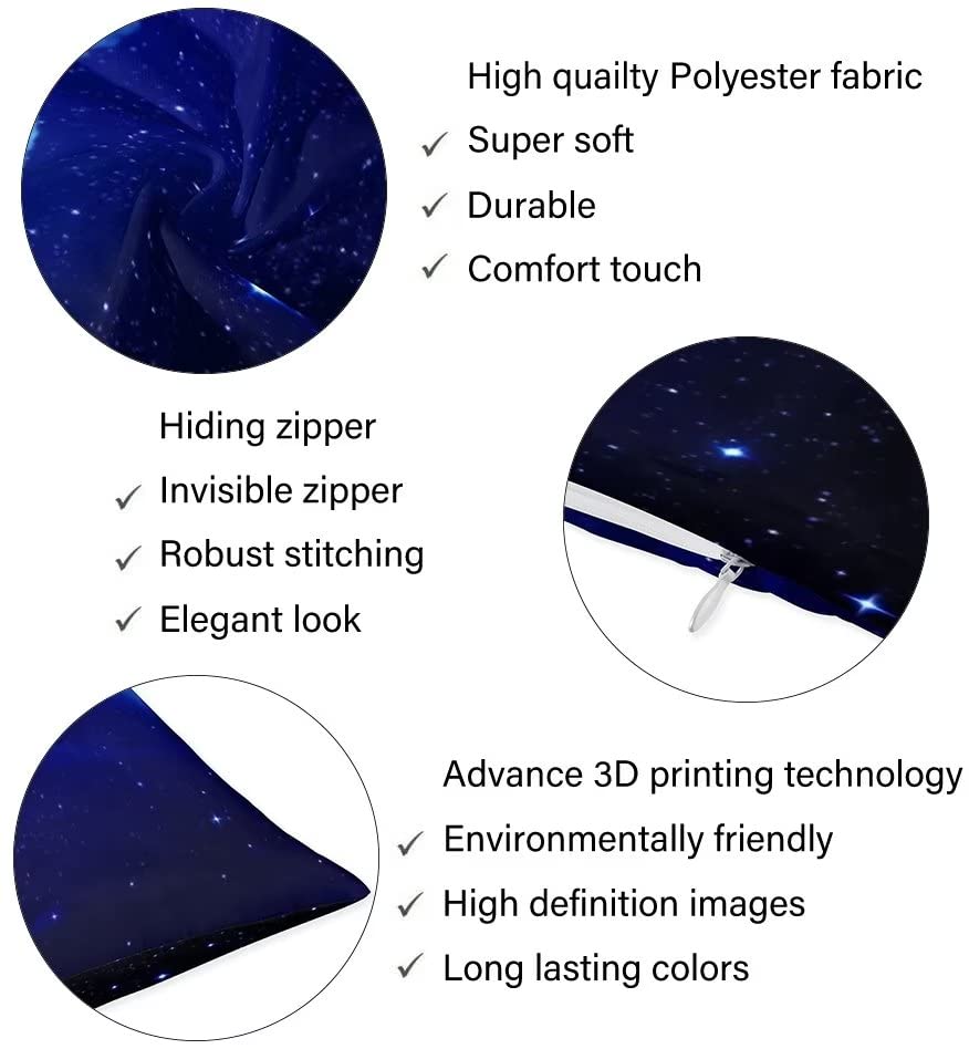 Blue Body Pillow Cover Dark Night Cloud Star Sky Moon Nebula Galaxy Stars Cushion Case Decorative Soft Farmhouse Long Pillowcase with Zipper Rectangle Pillow Cases for Bed,Couch,Home Gift 20"x54"