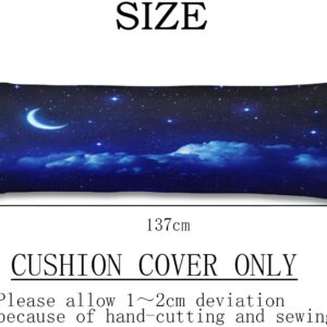 Blue Body Pillow Cover Dark Night Cloud Star Sky Moon Nebula Galaxy Stars Cushion Case Decorative Soft Farmhouse Long Pillowcase with Zipper Rectangle Pillow Cases for Bed,Couch,Home Gift 20"x54"