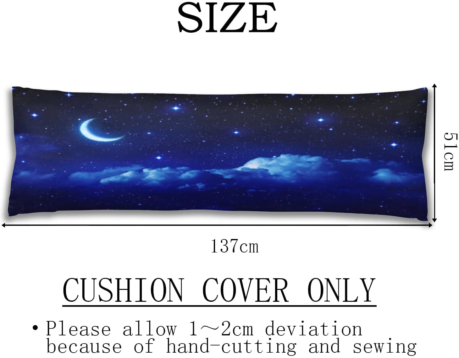 Blue Body Pillow Cover Dark Night Cloud Star Sky Moon Nebula Galaxy Stars Cushion Case Decorative Soft Farmhouse Long Pillowcase with Zipper Rectangle Pillow Cases for Bed,Couch,Home Gift 20"x54"