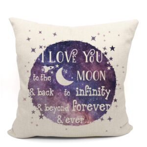 mancheng-zi i love you to the moon and back pillow covers 18x18, to the moon and back linen cushion cover for sofa couch bed