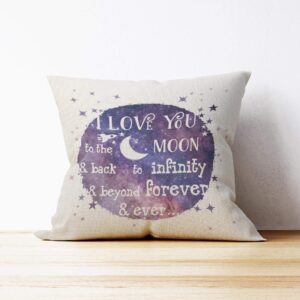 Mancheng-zi i love You to The moon and back Pillow Covers 18x18, to The moon and back Linen Cushion Cover for Sofa Couch Bed