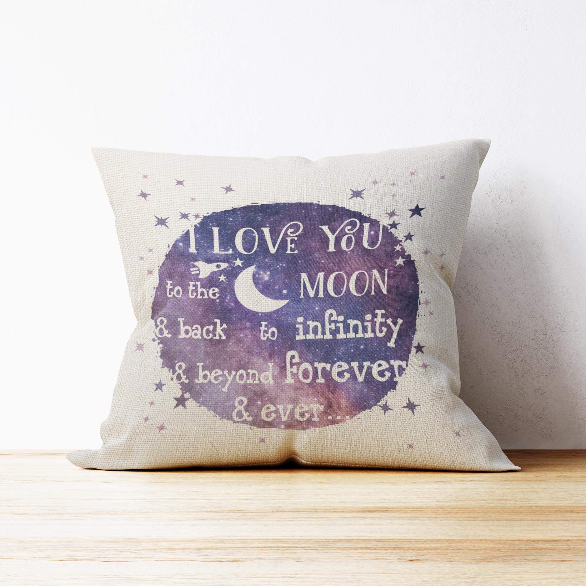 Mancheng-zi i love You to The moon and back Pillow Covers 18x18, to The moon and back Linen Cushion Cover for Sofa Couch Bed