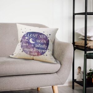 Mancheng-zi i love You to The moon and back Pillow Covers 18x18, to The moon and back Linen Cushion Cover for Sofa Couch Bed