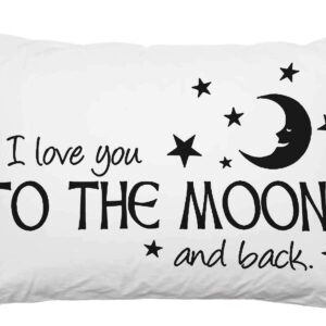 EKOBLA Throw Pillow Cover I Love You to The Moon and Back Letter Handwritten Doddle Design Stars Black White Decor Lumbar Pillow Case Cushion for Sofa Couch Bed Standard Queen Size 20x30 Inch