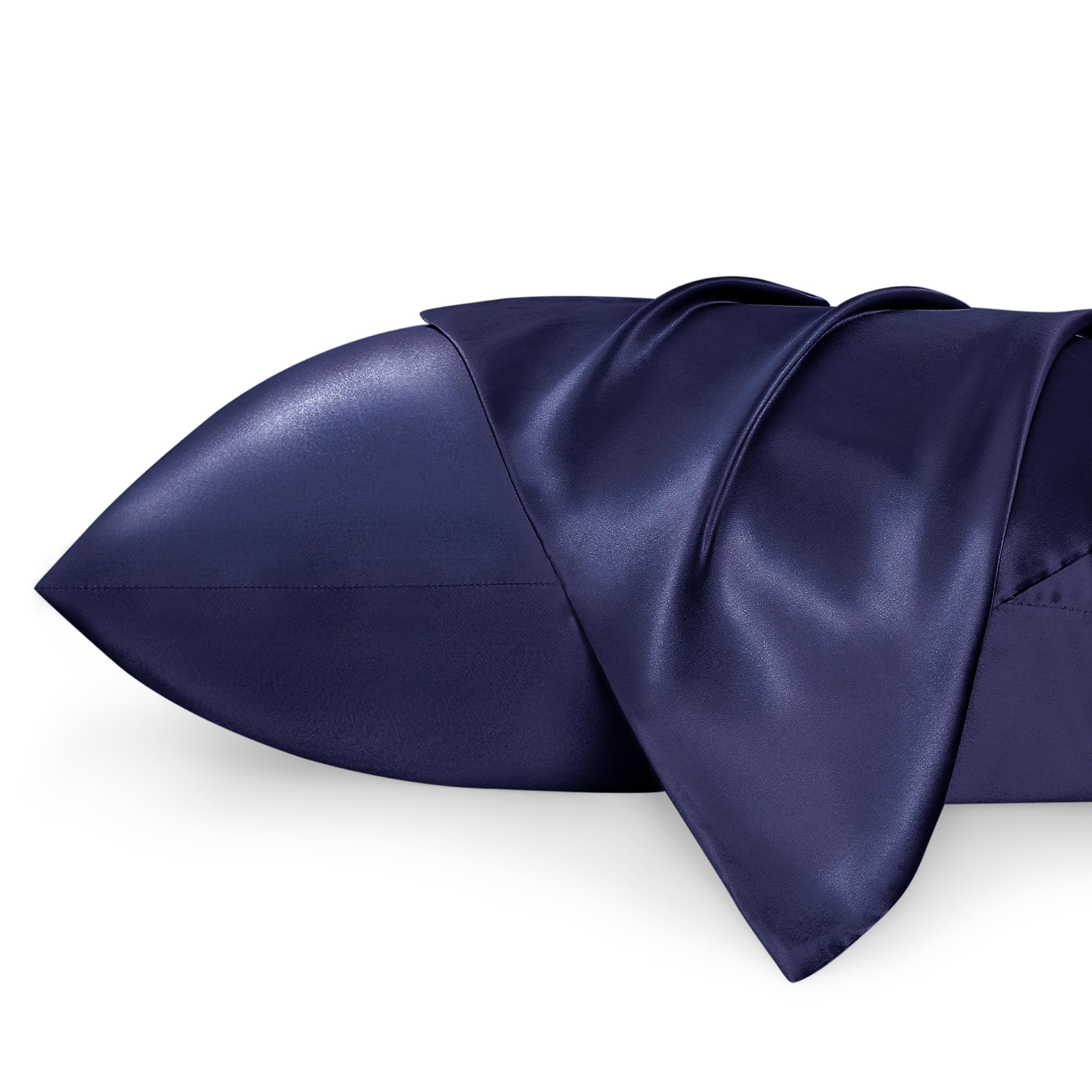 Bedsure King Size Satin Pillowcase Set of 2 - Navy Silky Pillow Cases for Hair and Skin 20x36 Inches, Pillow Covers with Envelope Closure, Similar to Silk Pillow Cases, Gifts for Women Men