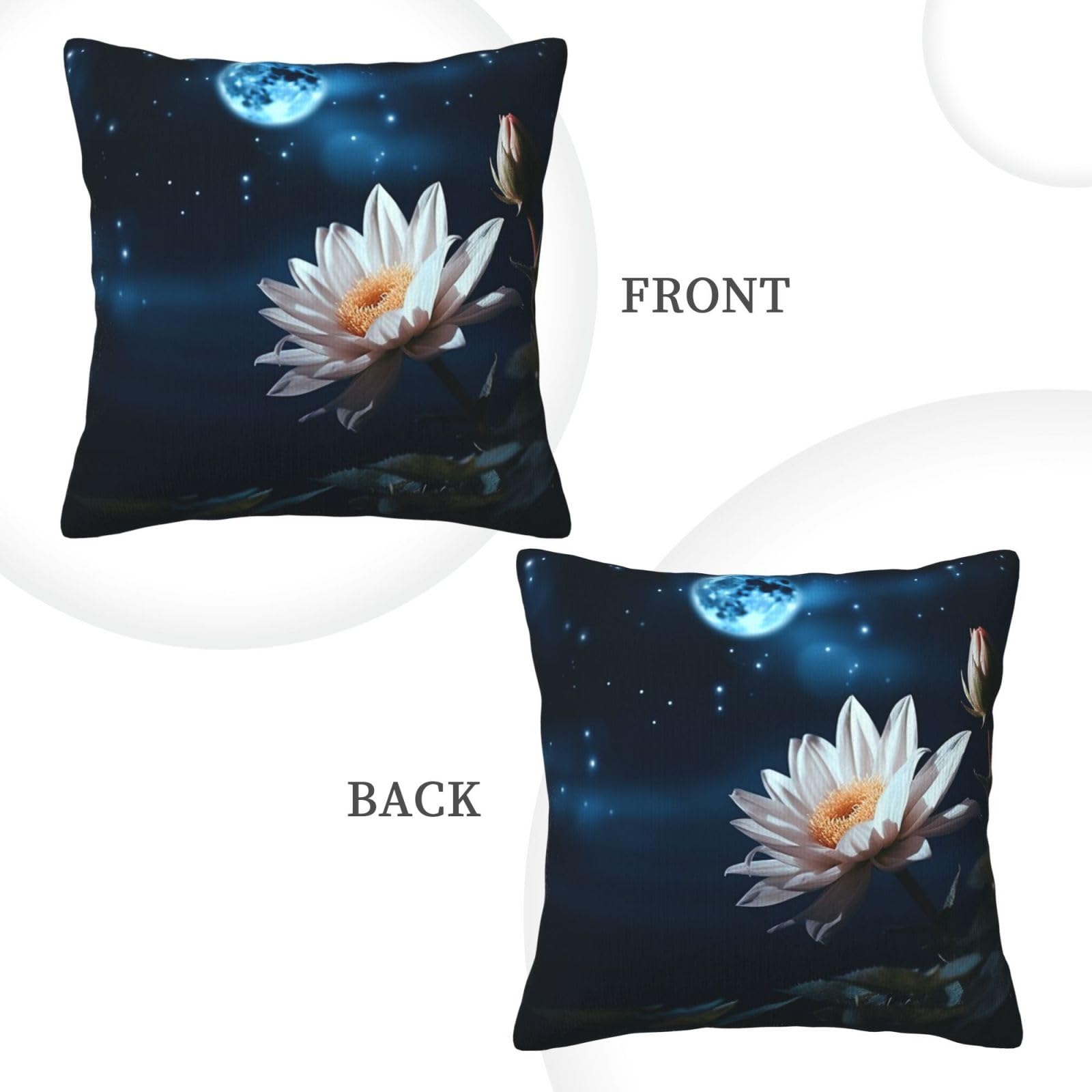 Flower and Moon Print Throw Pillow Cover Corduroy Soft Pillowcase with Hidden Zipper Decorative Cushion Covers for Sofa Living Room Home Decors 16"X16"