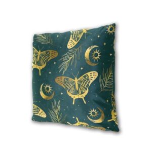 IIASOL Gold Butterflies Moon and Stars Throw Pillow Cover Set of 2-20 x 20 inch Pillowcases Square Accent Decorative Cushion Case for Living Room Bedroom Couch Sofa Chair Bed