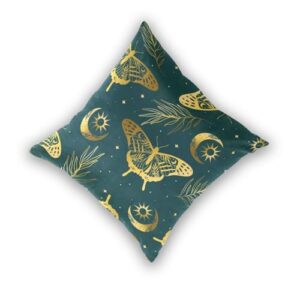 IIASOL Gold Butterflies Moon and Stars Throw Pillow Cover Set of 2-20 x 20 inch Pillowcases Square Accent Decorative Cushion Case for Living Room Bedroom Couch Sofa Chair Bed