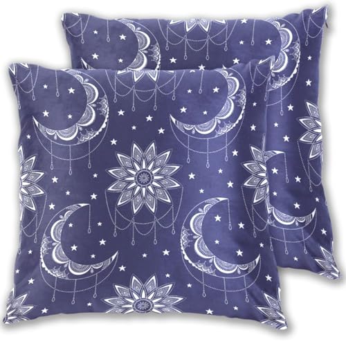 IIASOL Retro Moon Sun and Stars Throw Pillow Cover Set of 2-20 x 20 inch Pillowcases Square Accent Decorative Cushion Case for Living Room Bedroom Couch Sofa Chair Bed