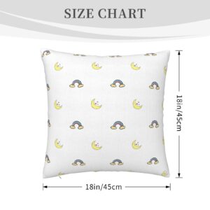 Lukbfall Rainbow and Moon Decorative Pillow Cover 18 X 18 Inch Cute Bohemian Style Pillowcases Cushion Cover Square Throw Pillow Cover for Couch Sofa Bed Living Room Bedroom