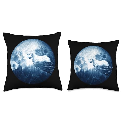 Sealyham Terrier Dog Shirts and Gifts Sealyham Terrier Moon Mom Dad Women Men Dog Lovers Throw Pillow, 16x16, Multicolor