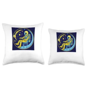 Creations and Wonders Beyond Earth and the Moon Lunar Astronaut’s Tranquil Moonlit Moment Throw Pillow, 18x18, Multicolor