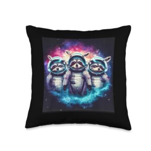 racoons howling at the moon throw pillow, 16x16, multicolor