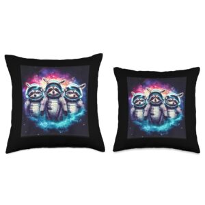 Racoons howling at the Moon Throw Pillow, 16x16, Multicolor